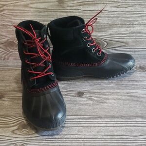 Sorel black suede and rubber waterproof mens lace up boots size 7